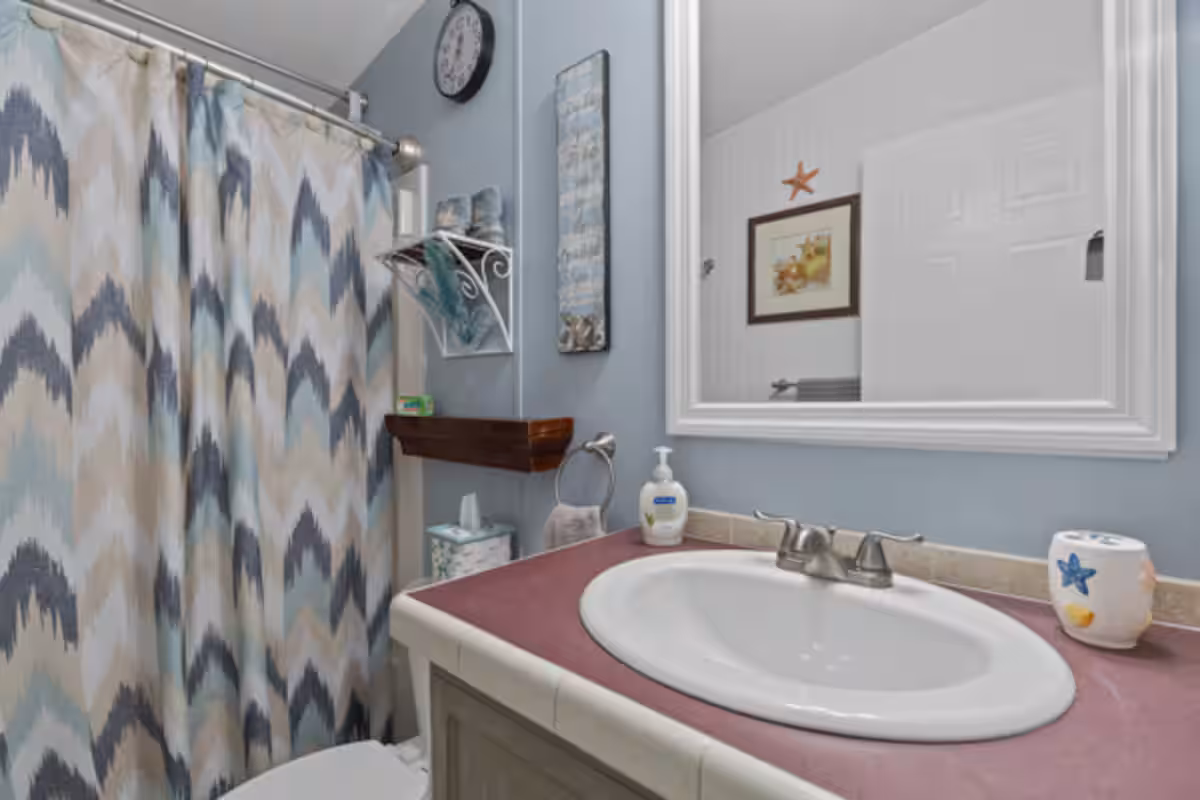 Hall bathroom with tub and shower